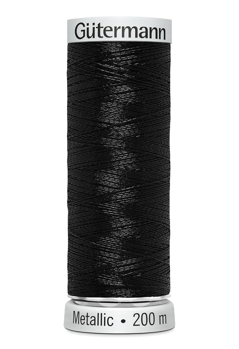 Gütermann SULKY Metallic, 200 m, farve 7051 – Sort