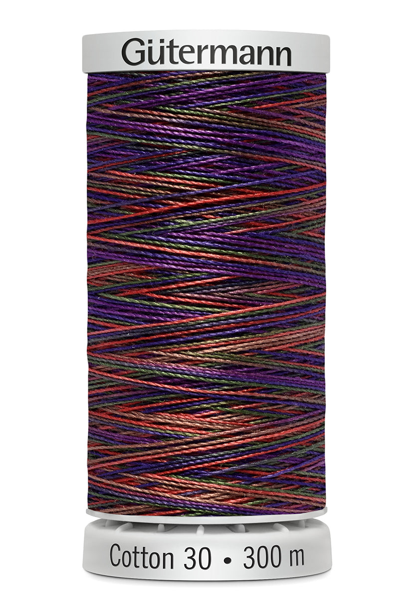 Gütermann SULKY Cotton 30, 300 m, farve 4054 – Mørk regnbue multicolor