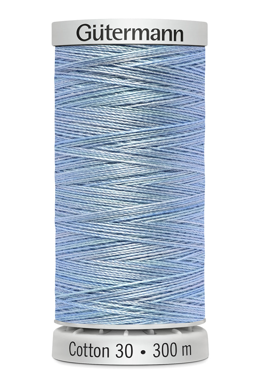 Gütermann SULKY Cotton 30, 300 m, farve 4070 – Lyseblå multicolor