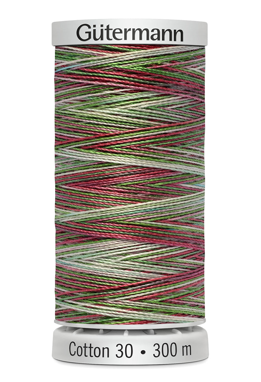 Gütermann SULKY Cotton 30, 300 m, farve 4104 – Grøn/rød/creme multicolor