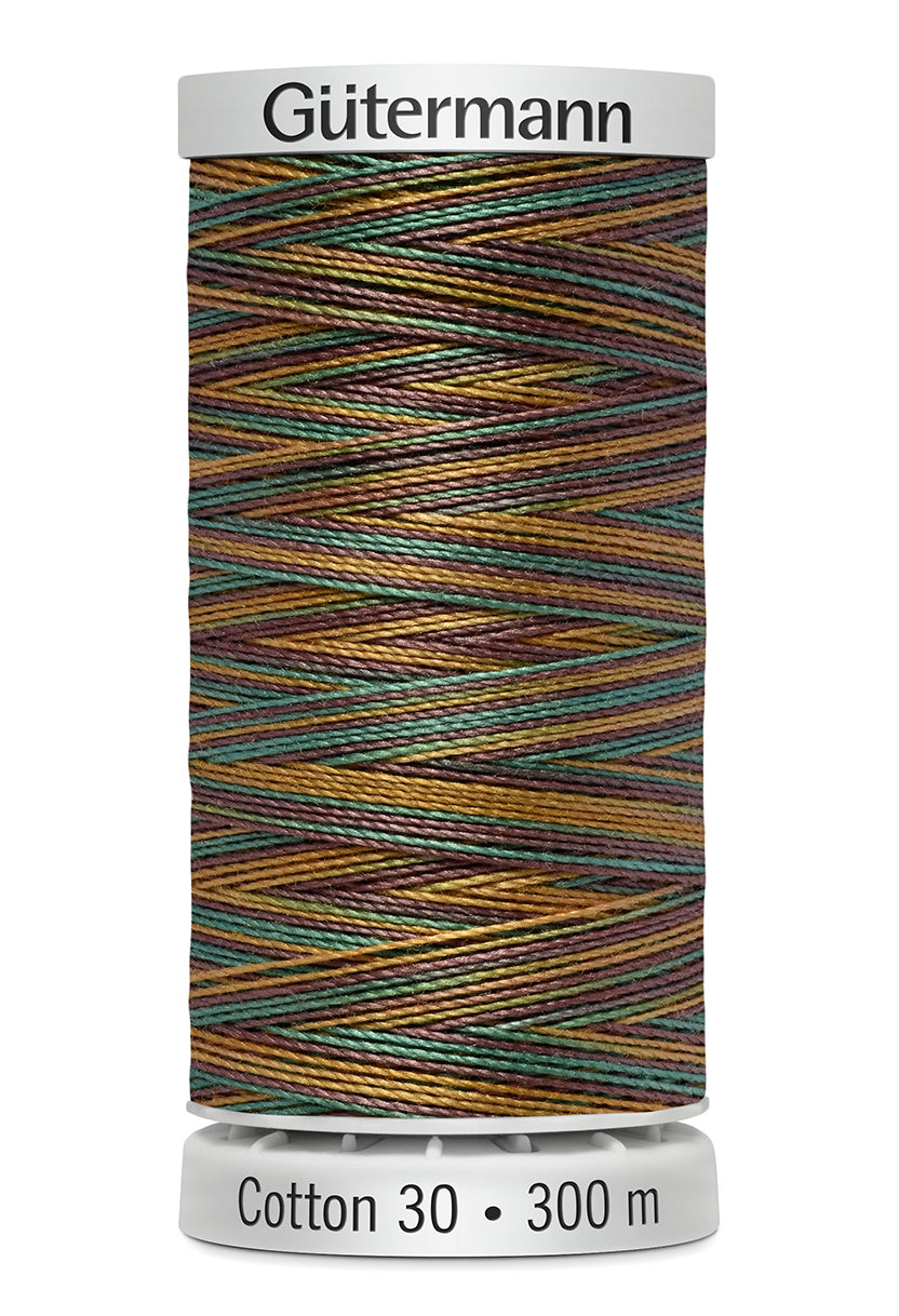 Gütermann SULKY Cotton 30, 300 m, farve 4114 – Brun/blå/orange multicolor