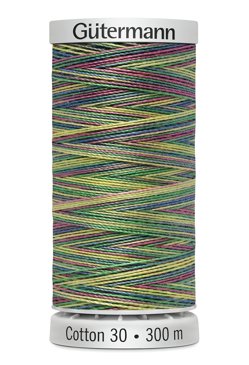 Gütermann SULKY Cotton 30, 300 m, farve 4115 – Grøn/lilla/gul multicolor