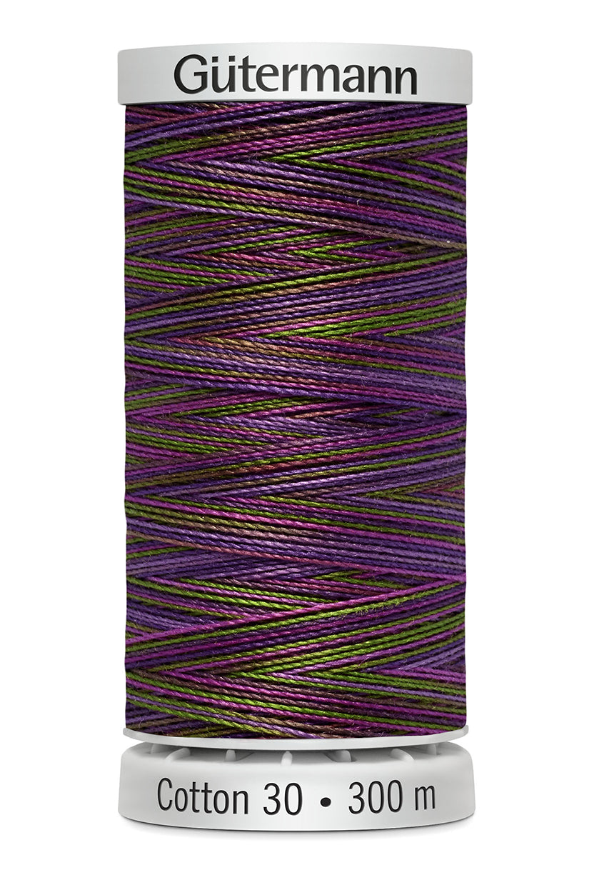 Gütermann SULKY Cotton 30, 300 m, farve 4123 – Lilla/oliven multicolor