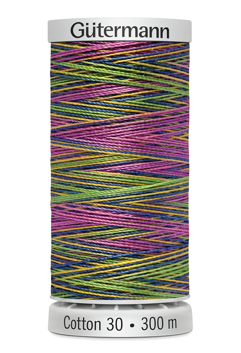 Gütermann SULKY Cotton 30, 300 m, farve 4126 – Pink/grøn/lilla multicolor