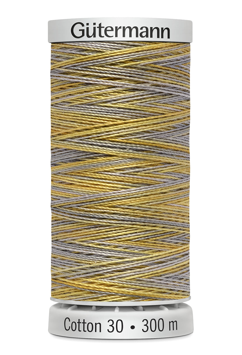 Gütermann SULKY Cotton 30, 300 m, farve 4129 – Grå/guld multicolor
