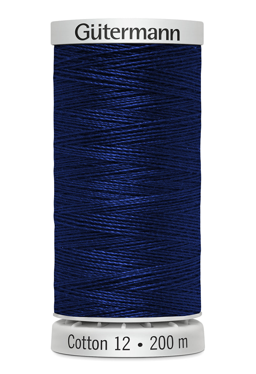 Gütermann SULKY Cotton 12, 200 m, farve 1199 – Mørkeblå