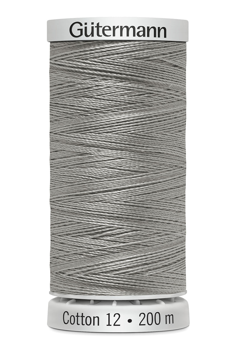 Gütermann SULKY Cotton 12, 200 m, farve 1328 – Lysegrå