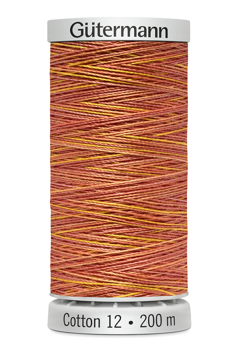 Gütermann SULKY Cotton 12, 200 m, farve 4003 – Orange/rød multicolor