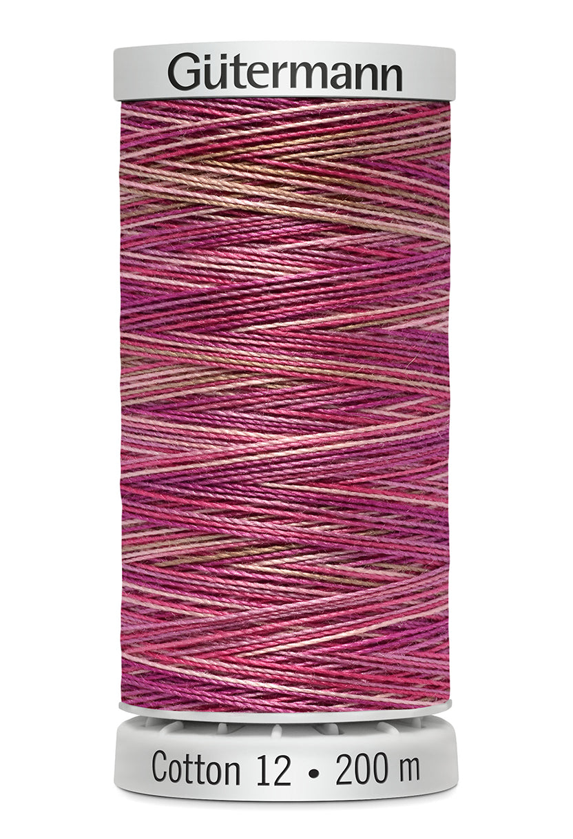 Gütermann SULKY Cotton 12, 200 m, farve 4030 – Pink/beige multicolor
