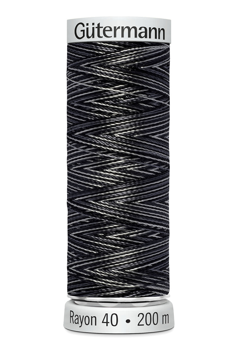 Gütermann SULKY Rayon 40 200 m – 2109 Sort/grå multicolor