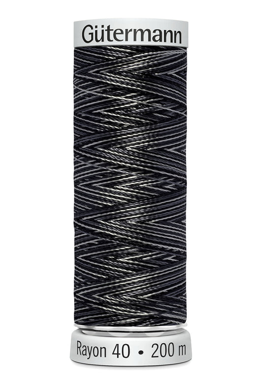 Gütermann SULKY Rayon 40 200 m – 2109 Sort/grå multicolor