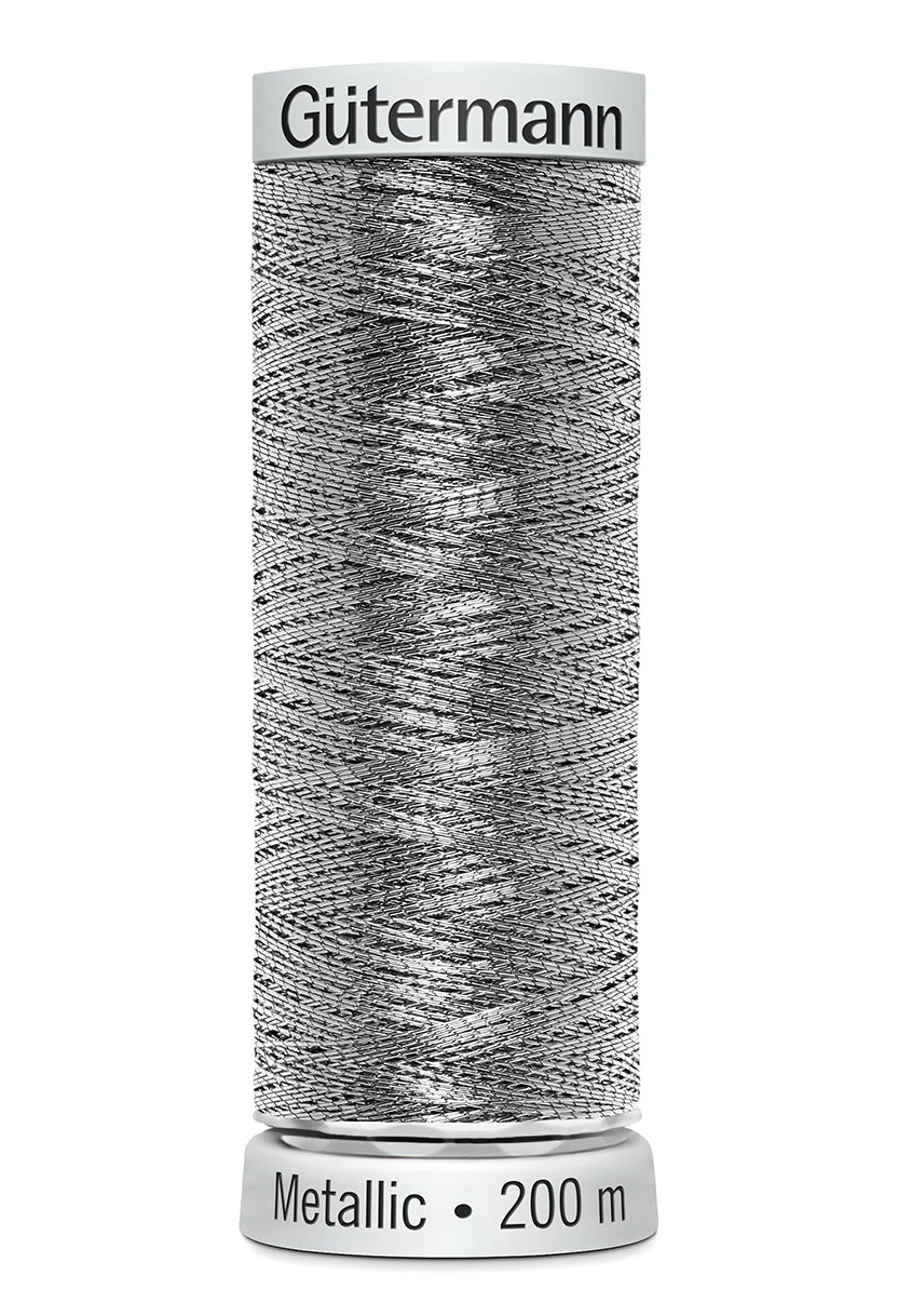Gütermann SULKY Metallic, 200 m, farve 7009 – Sølv