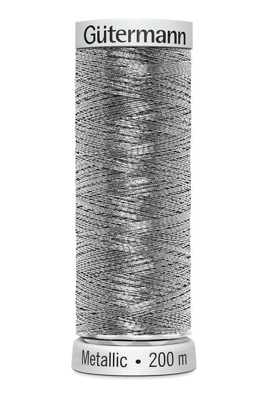 Gütermann SULKY Metallic, 200 m, farve 7009 – Sølv
