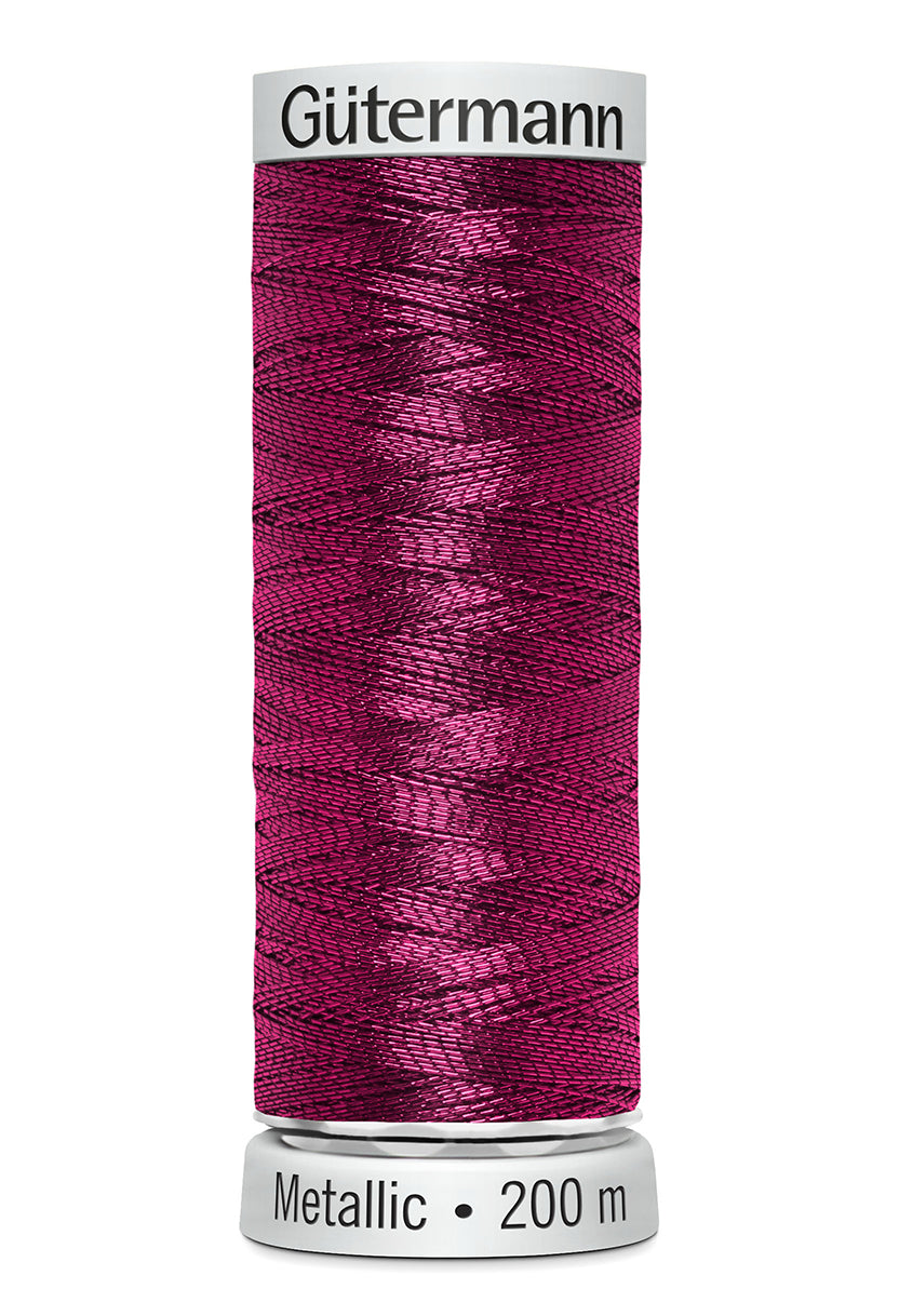 Gütermann SULKY Metallic, 200 m, farve 7013 – Cerise