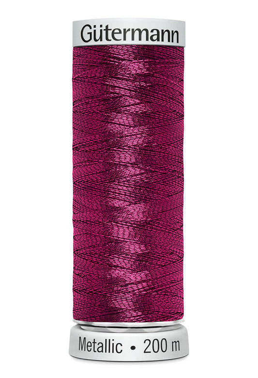 Gütermann SULKY Metallic, 200 m, farve 7013 – Cerise