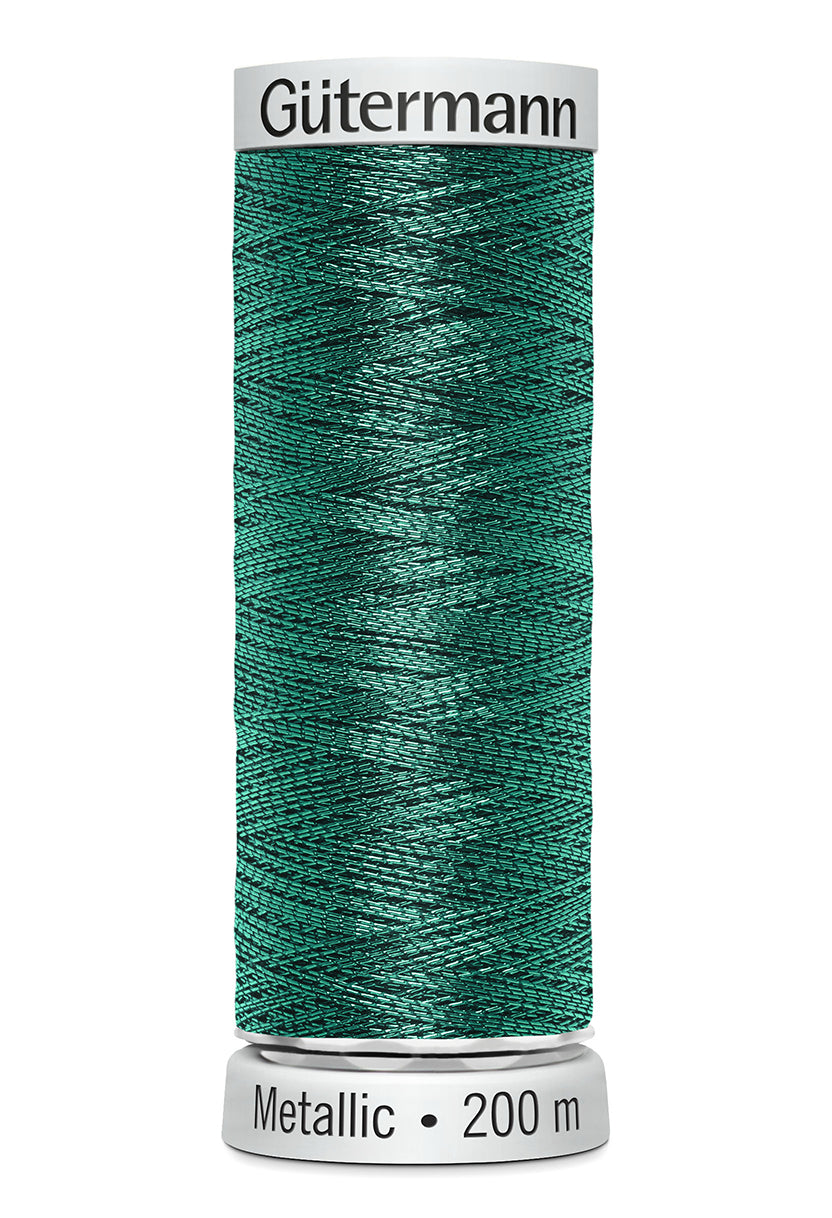 Gütermann SULKY Metallic, 200 m, farve 7015 – Turkis