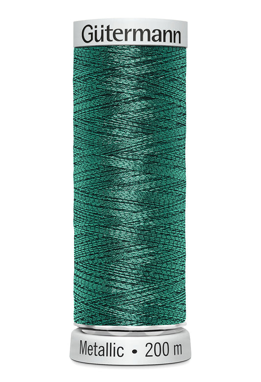 Gütermann SULKY Metallic, 200 m, farve 7015 – Turkis