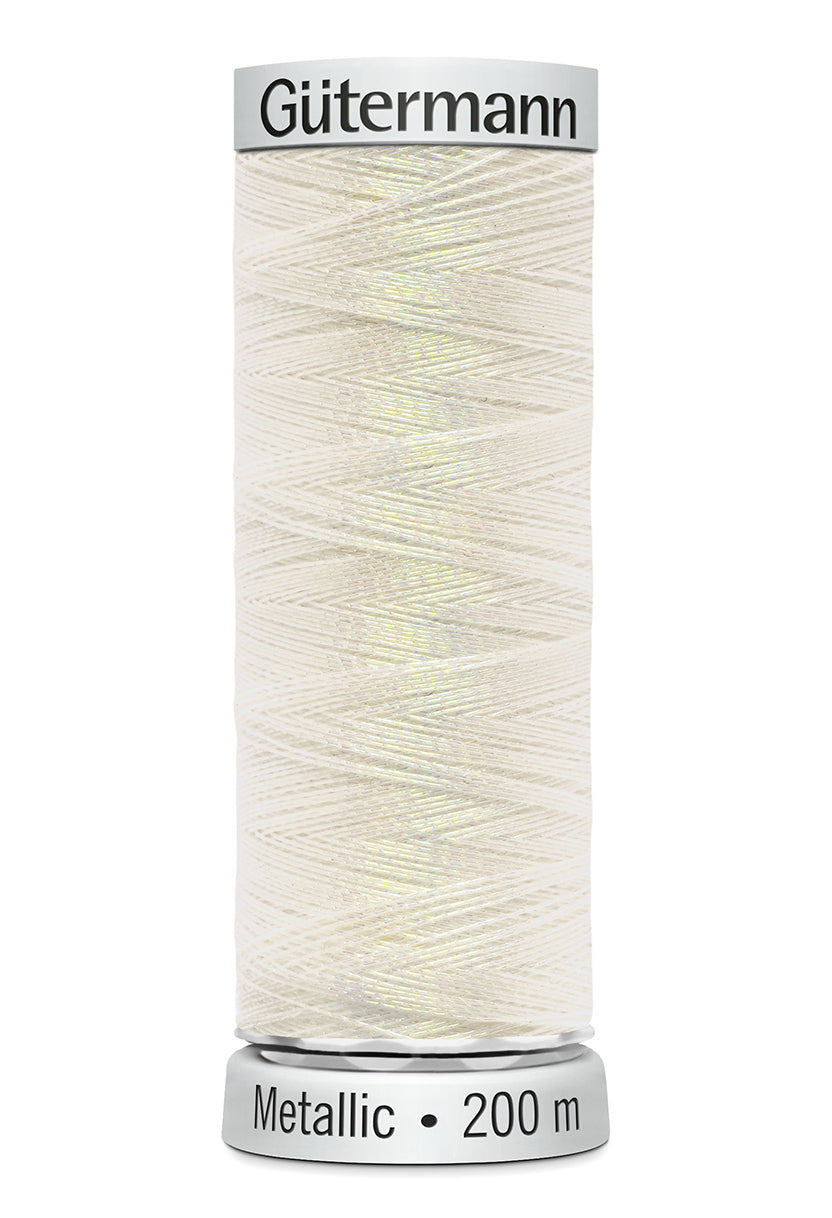 Gütermann SULKY Metallic, 200 m, farve 7021 – Hvid