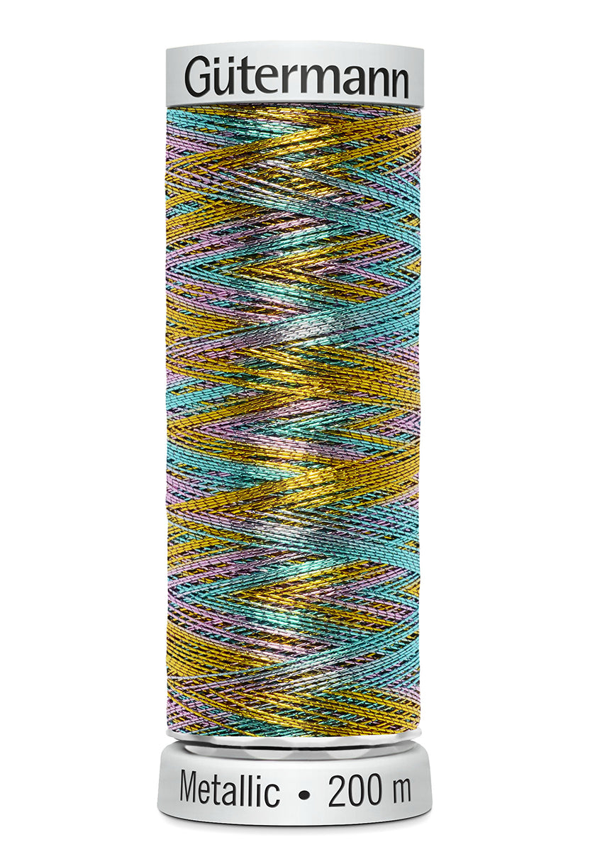 Gütermann SULKY Metallic, 200 m, farve 7024 – Regnbue multicolor