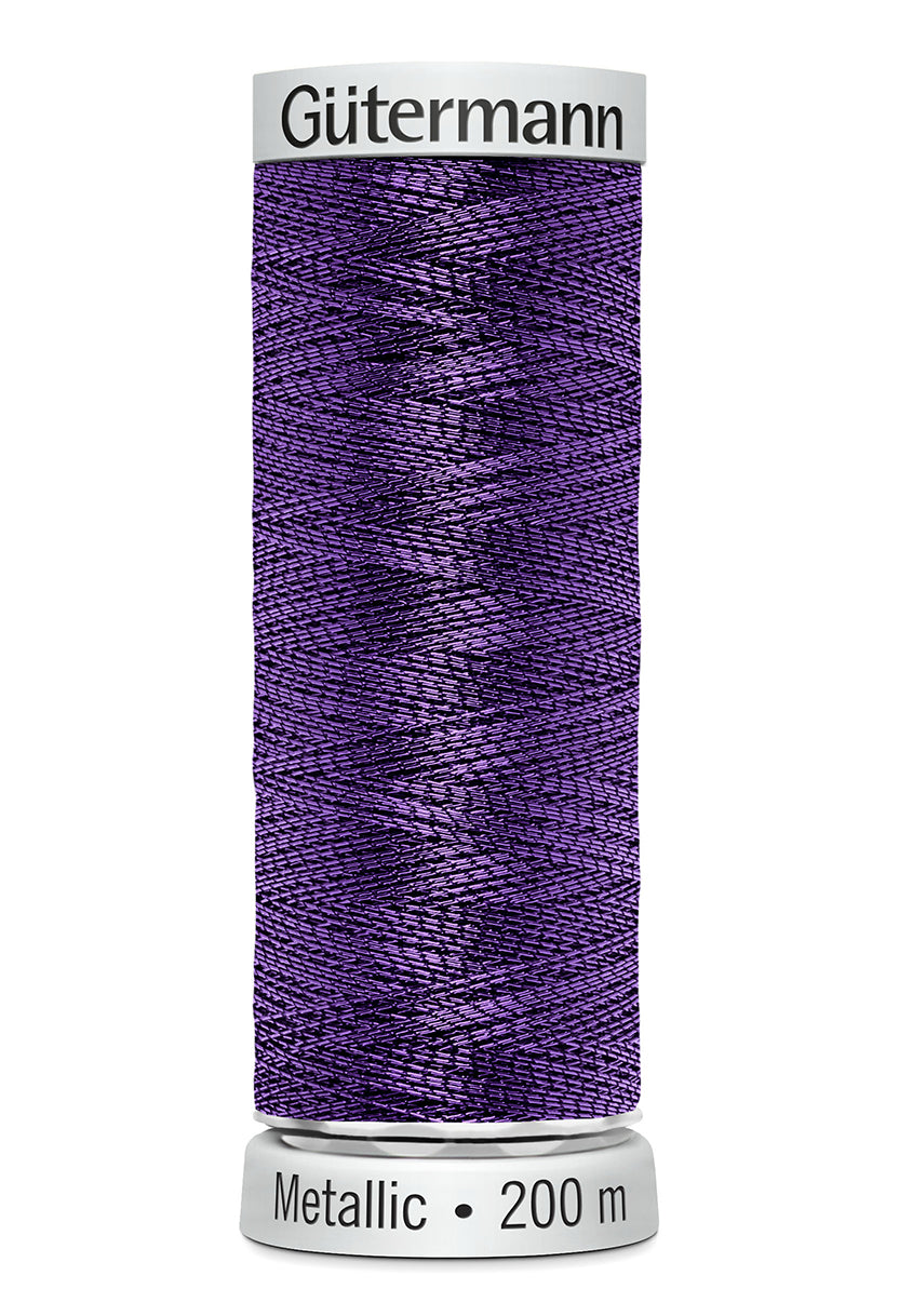 Gütermann SULKY Metallic, 200 m, farve 7050 – Lilla