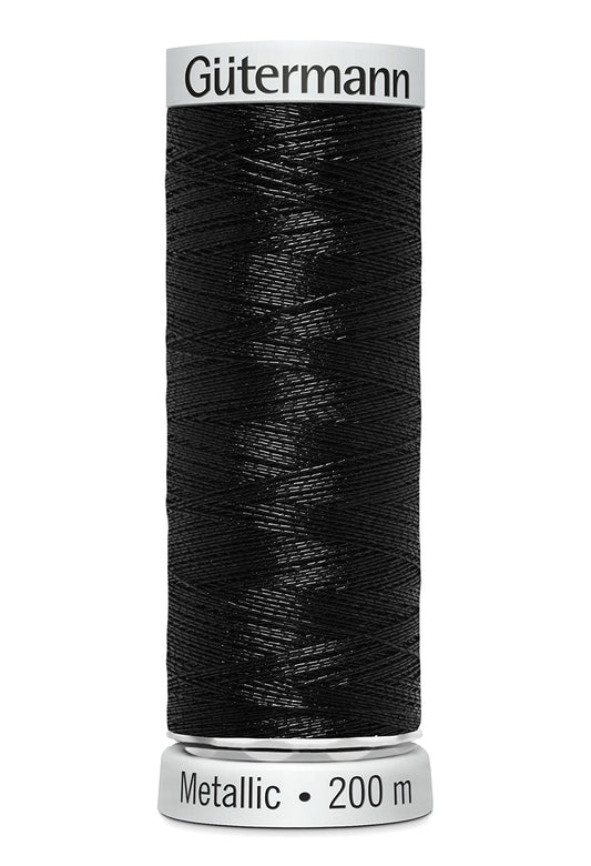 Gütermann SULKY Metallic, 200 m, farve 7051 – Sort