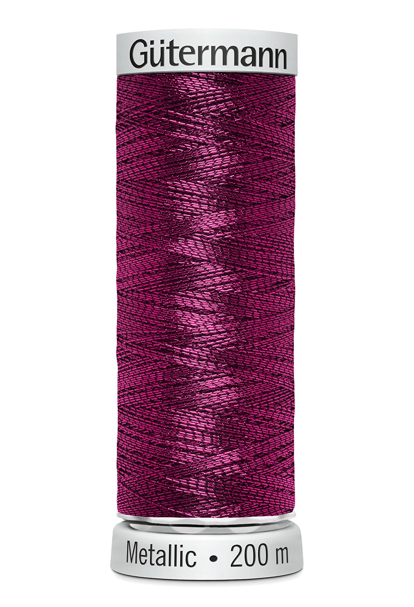 Gütermann SULKY Metallic, 200 m, farve 7055 – Rosarød
