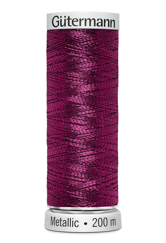 Gütermann SULKY Metallic, 200 m, farve 7055 – Rosarød