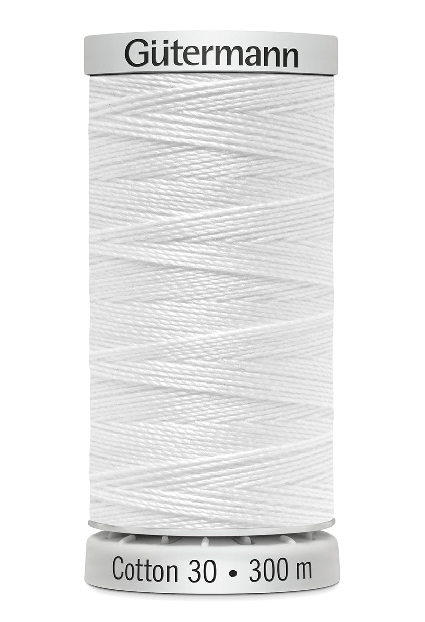 Gütermann SULKY Cotton 30, 300 m, farve 1001 – Klar hvid