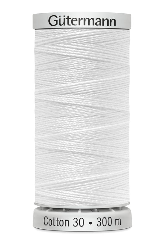 Gütermann SULKY Cotton 30, 300 m, farve 1001 – Klar hvid