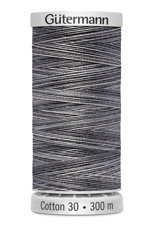 Gütermann SULKY Cotton 30, 300 m, farve 4028 – Sort/grå multicolor
