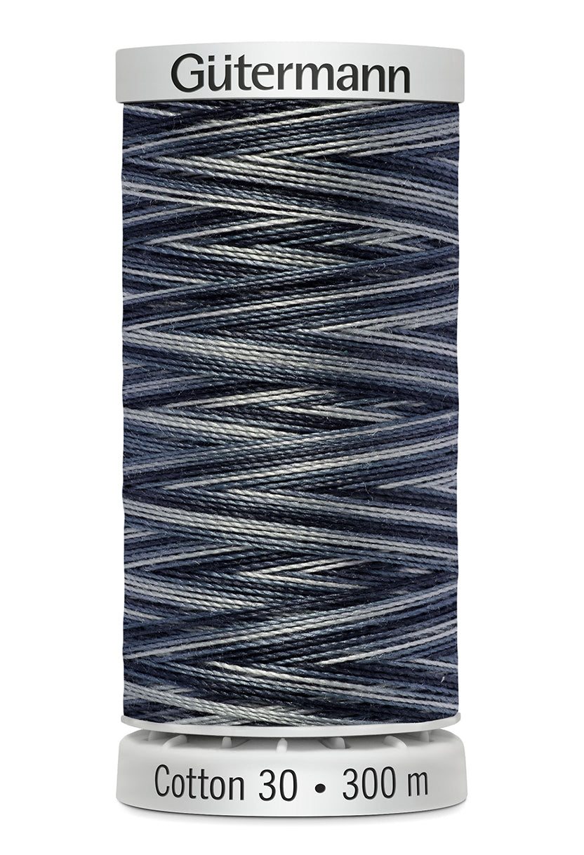 Gütermann SULKY Cotton 30, 300 m, farve 4034 – Sort/grå multicolor