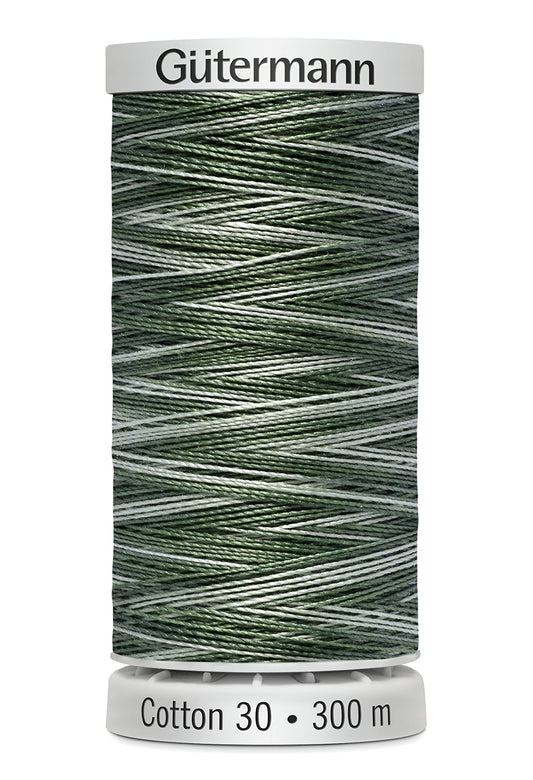 Gütermann SULKY Cotton 30, 300 m, farve 4037 – Skovgrøn/creme multicolor