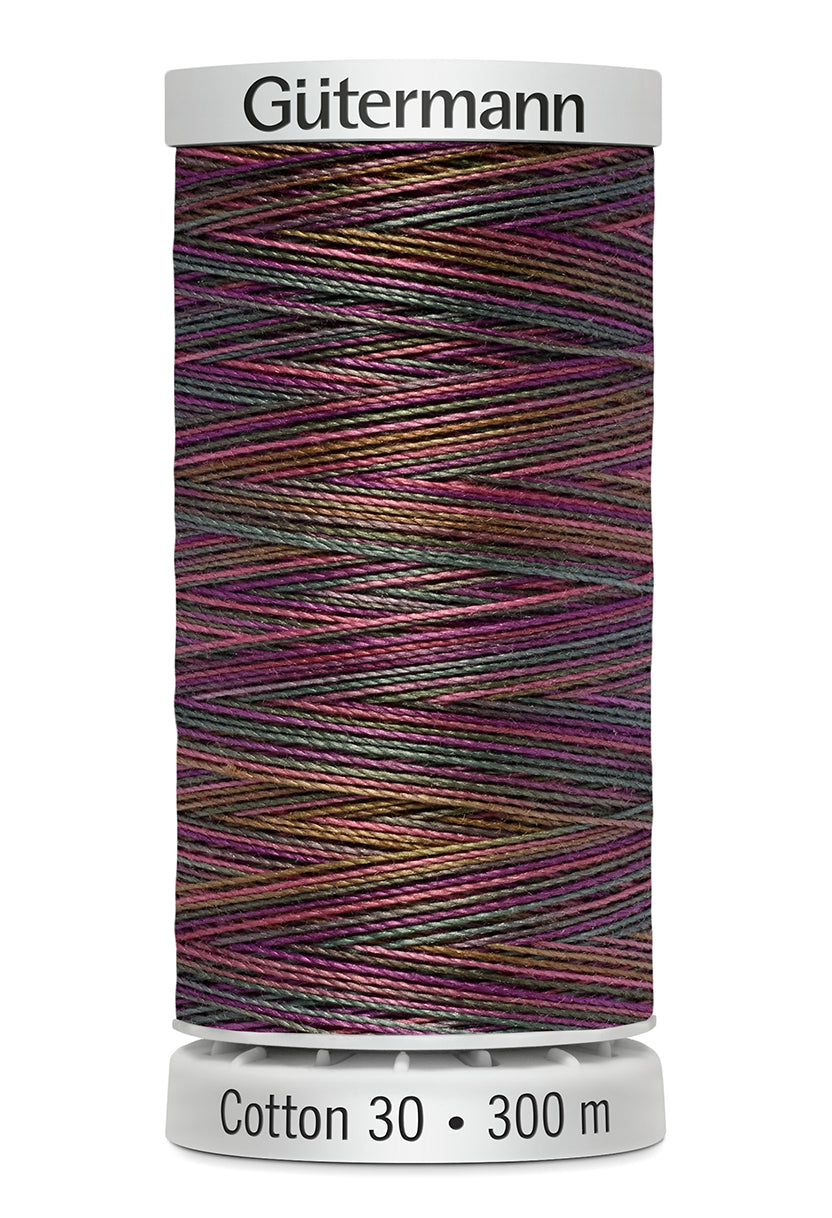 Gütermann SULKY Cotton 30, 300 m, farve 4039 – Lilla/brun multicolor