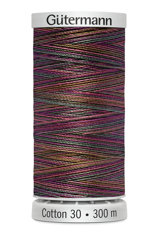 Gütermann SULKY Cotton 30, 300 m, farve 4039 – Lilla/brun multicolor