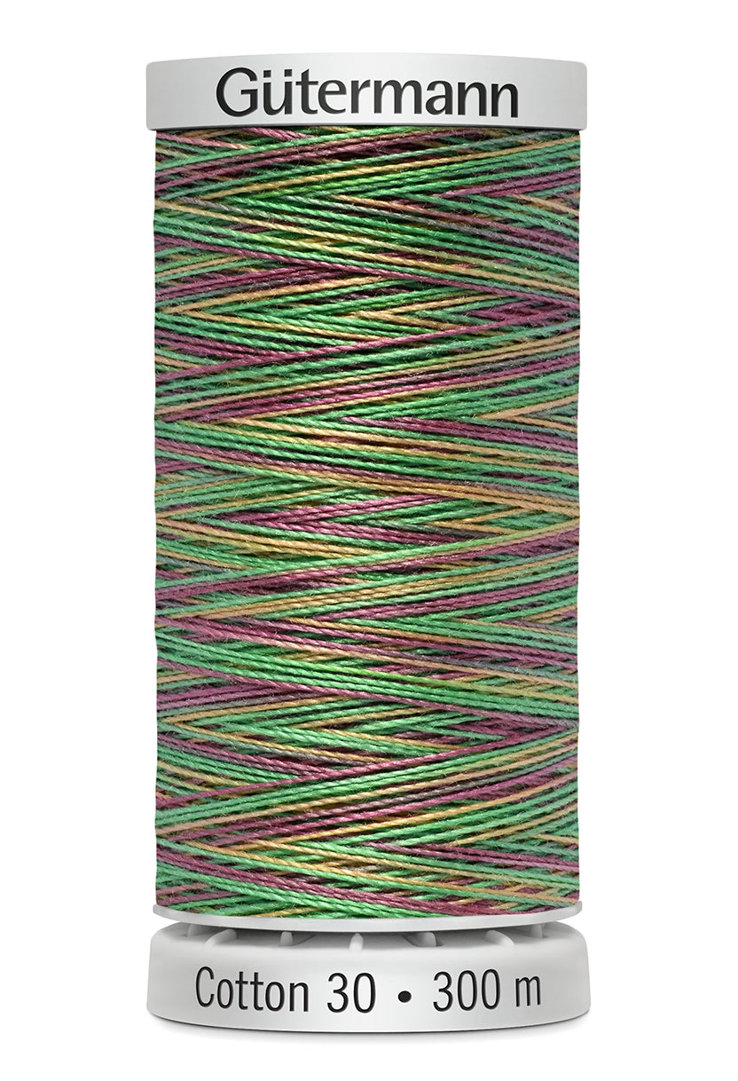 Gütermann SULKY Cotton 30, 300 m, farve 4041 – Grøn/rosa multicolor