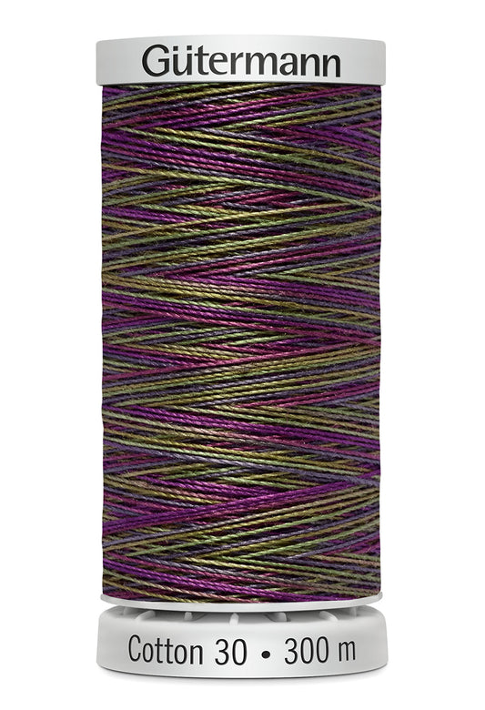 Gütermann SULKY Cotton 30, 300 m, farve 4045 – Lilla/grøn multicolor