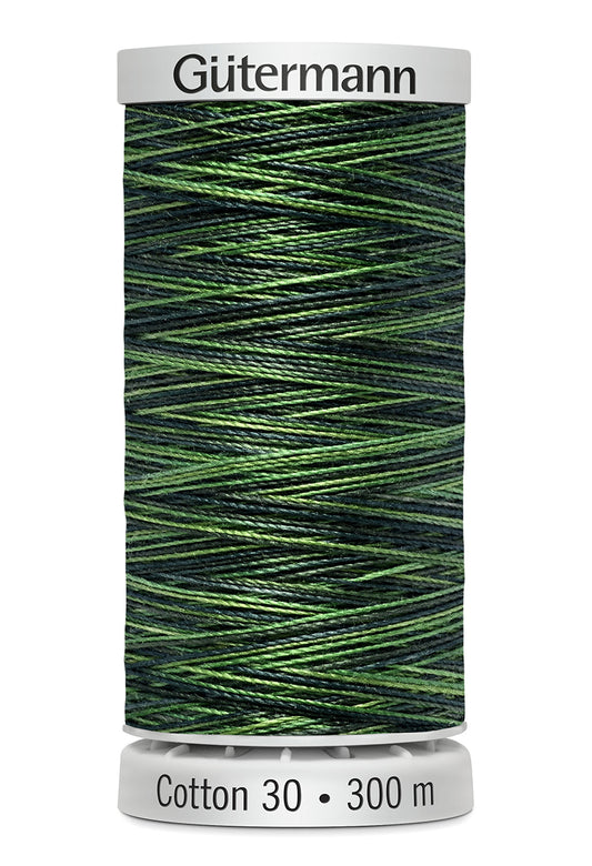 Gütermann SULKY Cotton 30, 300 m, farve 4051 – Mørkegrøn/lysegrøn multicolor