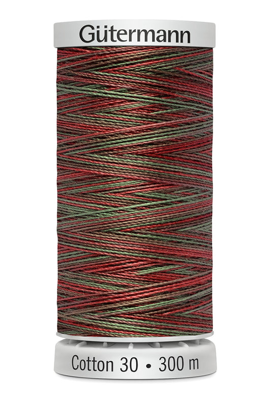 Gütermann SULKY Cotton 30, 300 m, farve 4053 – Rød/grøn multicolor