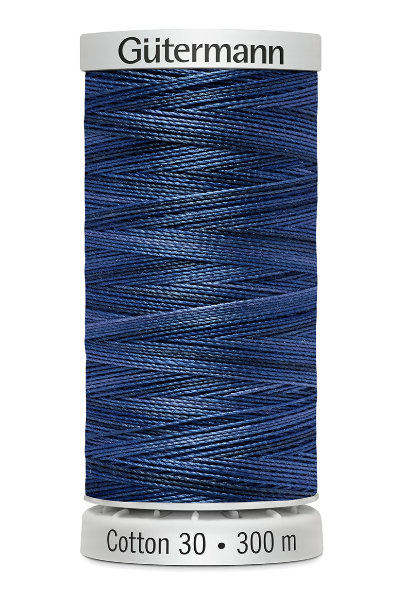 Gütermann SULKY Cotton 30, 300 m, farve 4055 – Mørkeblå multicolor