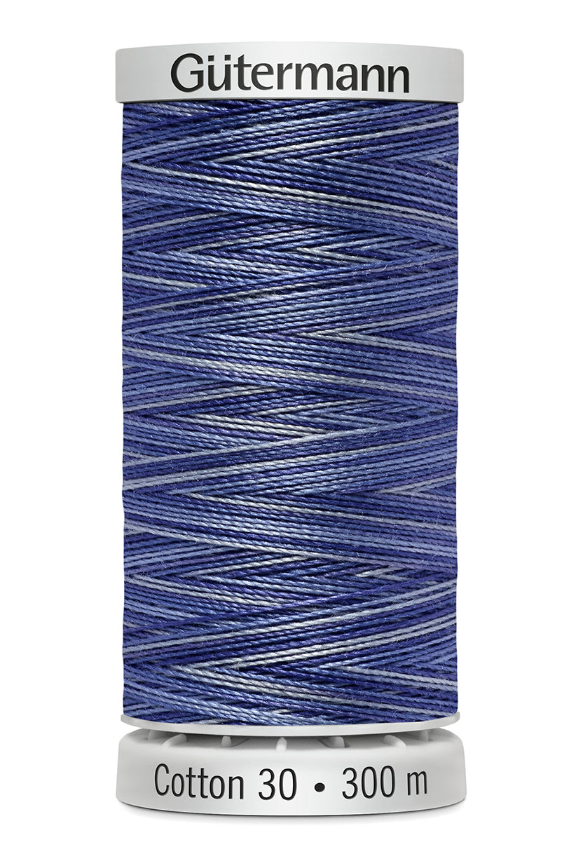 Gütermann SULKY Cotton 30, 300 m, farve 4056 – Blå/lilla multicolor