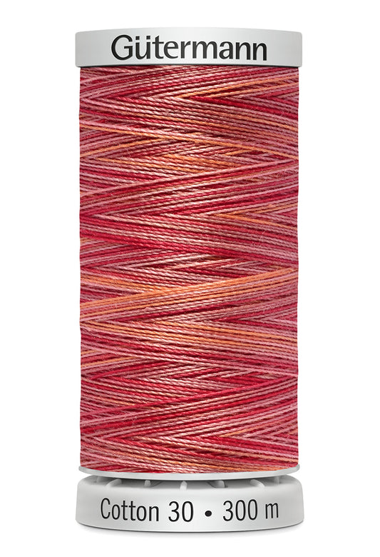 Gütermann SULKY Cotton 30, 300 m, farve 4061 – Koralrød multicolor