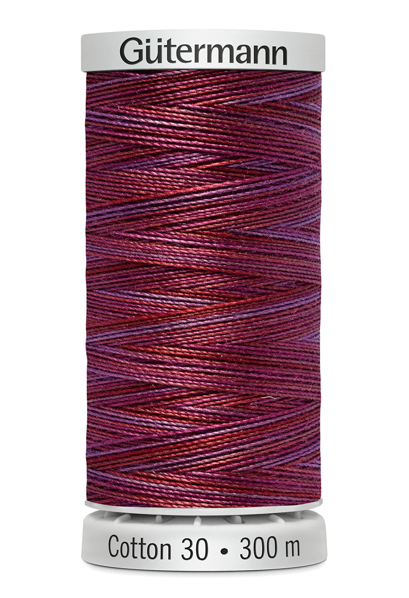Gütermann SULKY Cotton 30, 300 m, farve 4067 – Bordeaux/lilla multicolor