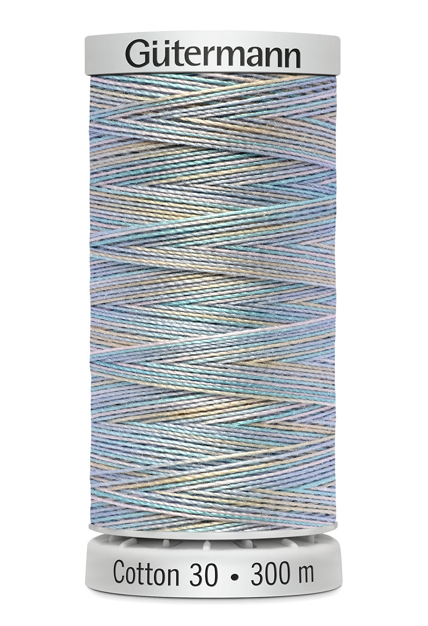 Gütermann SULKY Cotton 30, 300 m, farve 4069 – Lyseblå/beige multicolor