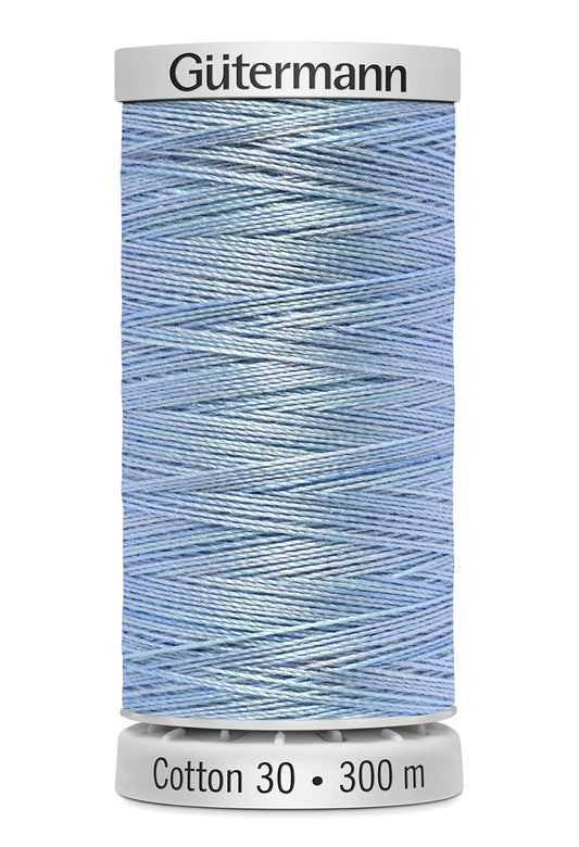 Gütermann SULKY Cotton 30, 300 m, farve 4070 – Lyseblå multicolor