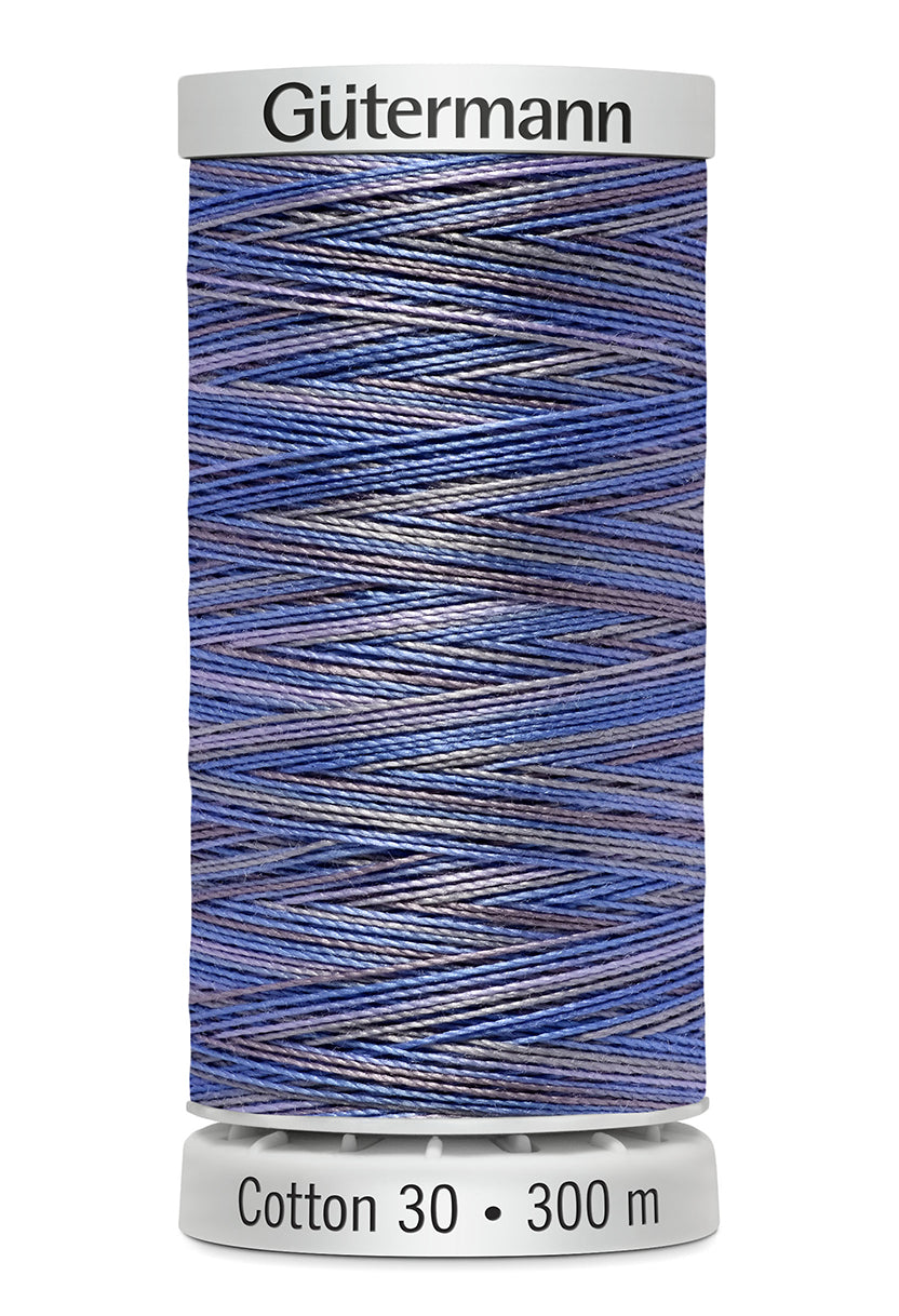 Gütermann SULKY Cotton 30, 300 m, farve 4079 – Blå/beige multicolor