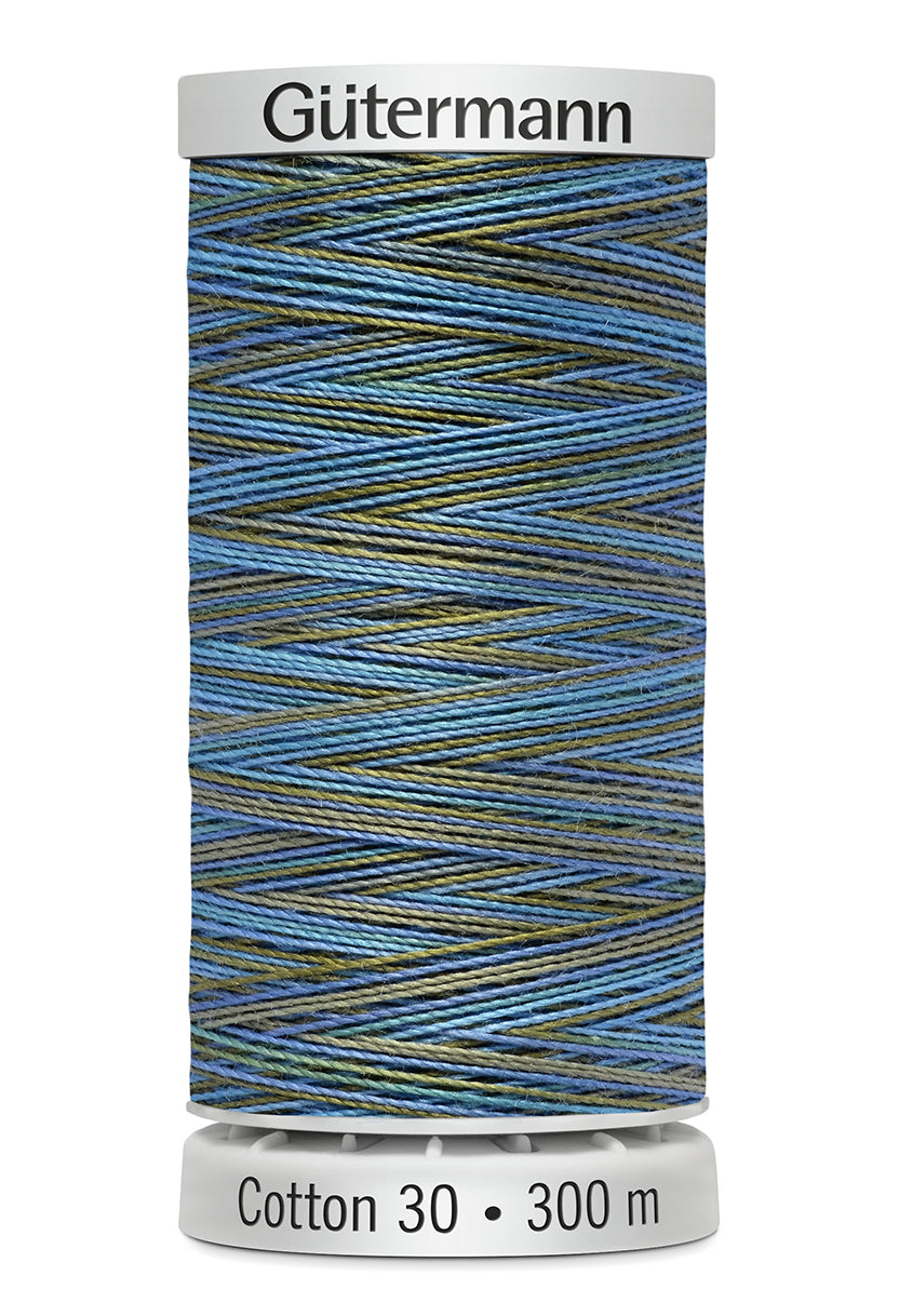 Gütermann SULKY Cotton 30, 300 m, farve 4080 – Blå/grøn multicolor
