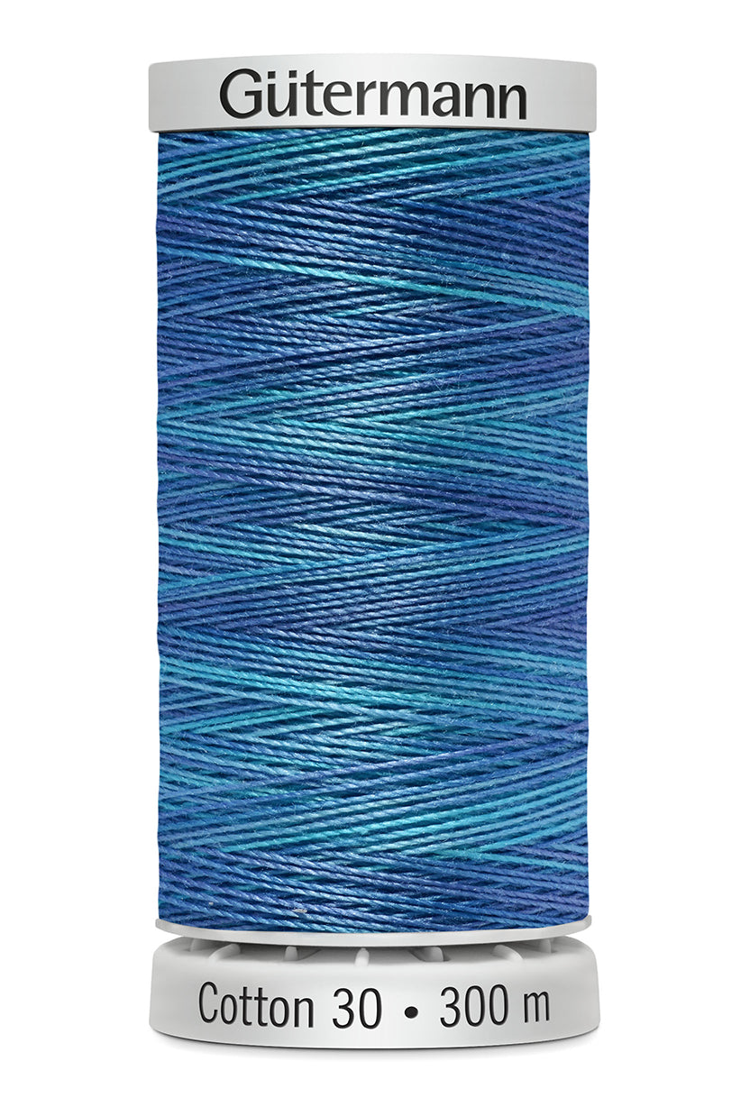 Gütermann SULKY Cotton 30, 300 m, farve 4083 – Turkis/blå multicolor