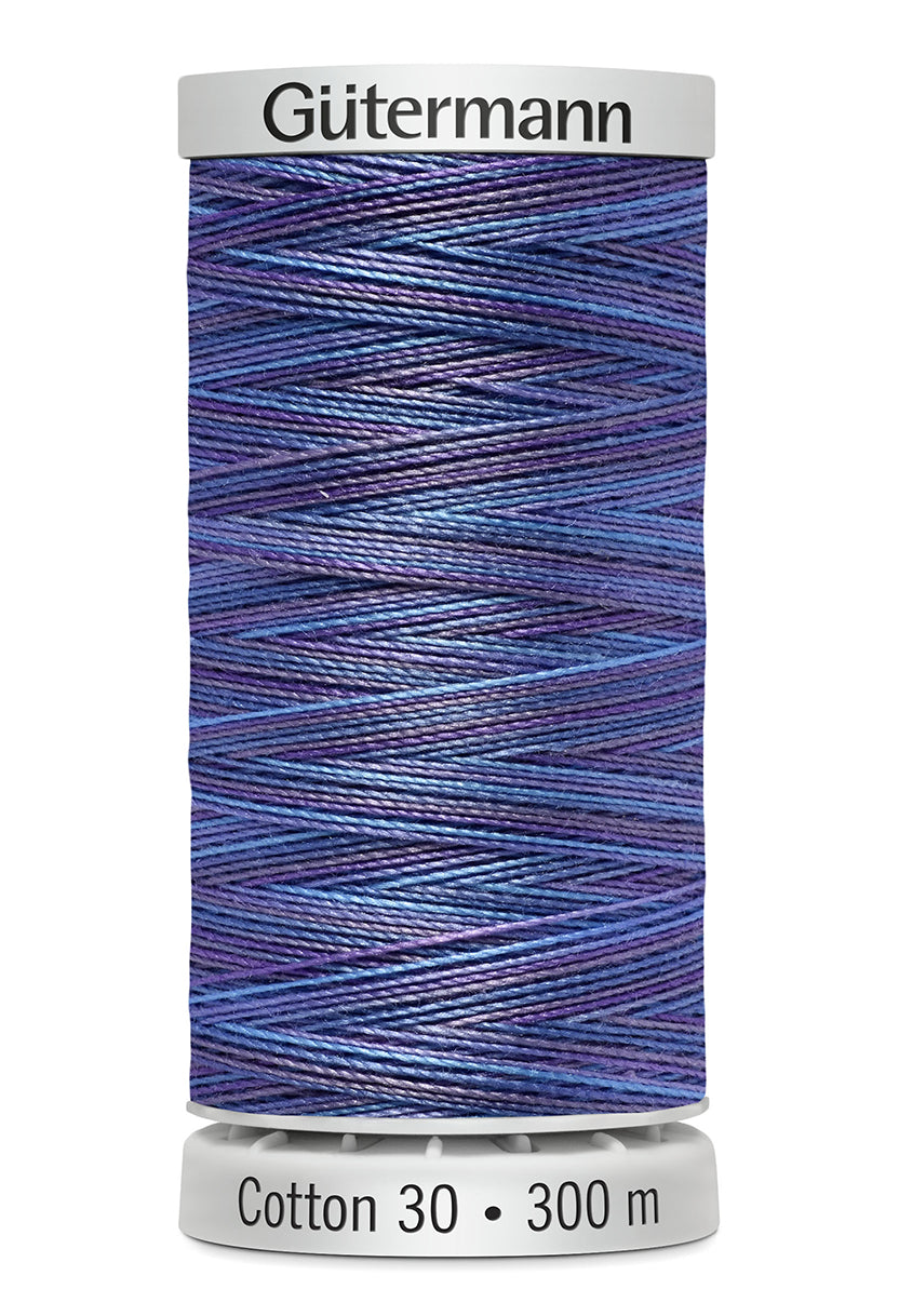 Gütermann SULKY Cotton 30, 300 m, farve 4084 – Blå/lilla multicolor
