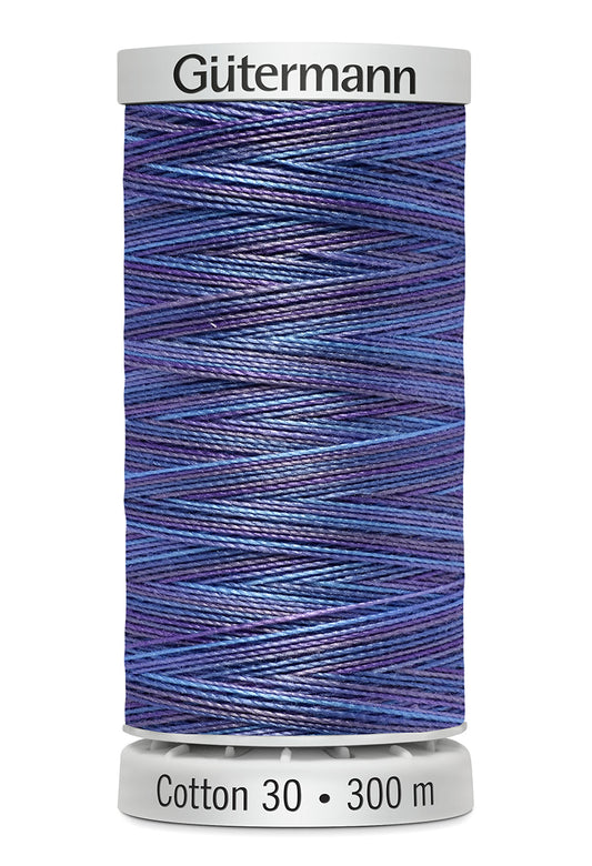 Gütermann SULKY Cotton 30, 300 m, farve 4084 – Blå/lilla multicolor