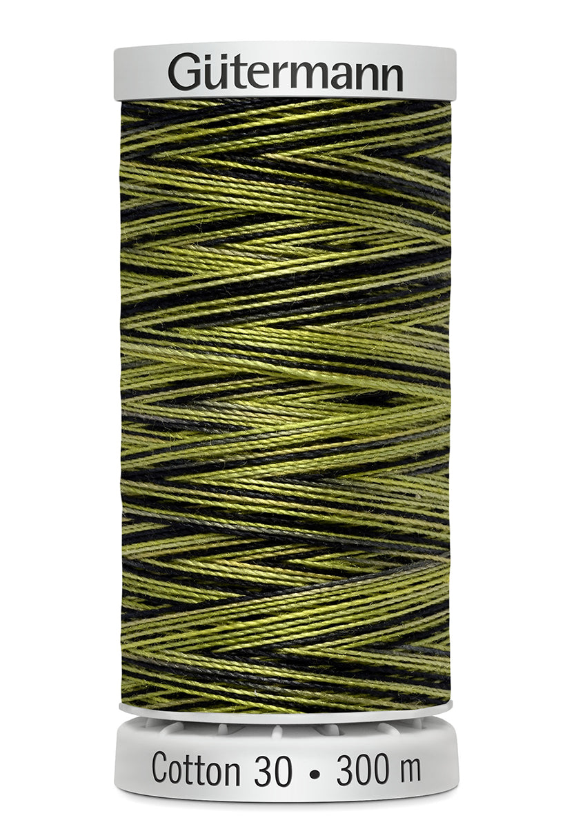 Gütermann SULKY Cotton 30, 300 m, farve 4089 – Limegrøn/sort multicolor